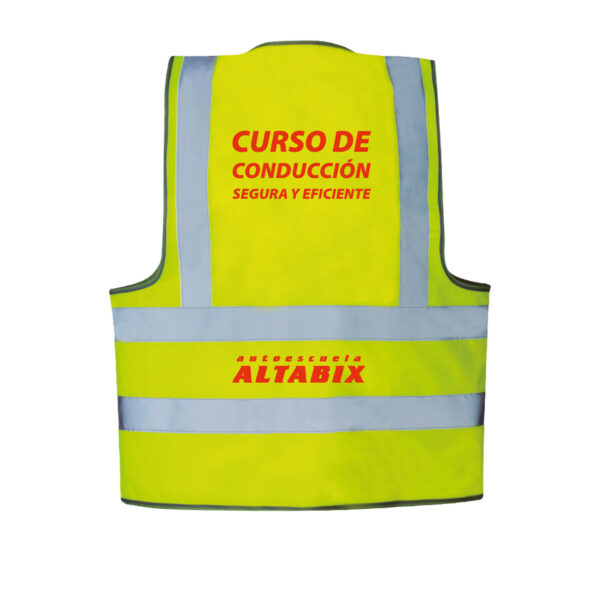 Chaleco reflectante amarillo para prácticas de conducción y autoescuelas